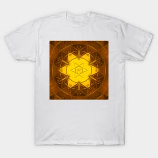 Mosaic Kaleidoscope Flower Yellow T-Shirt